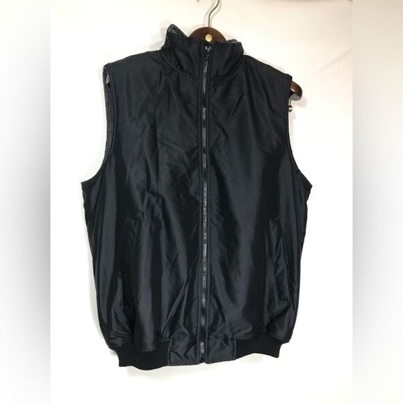 Chaps Puffer Vest Adult Medium Black Sleeveless Pockets Casual Full Zip Top - Picture 1 of 7
